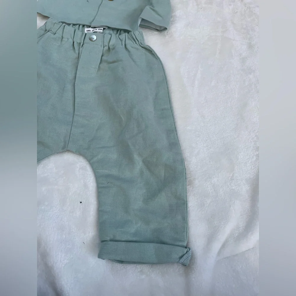 NWT Baby Boy Linen Blend Matching Vest Set